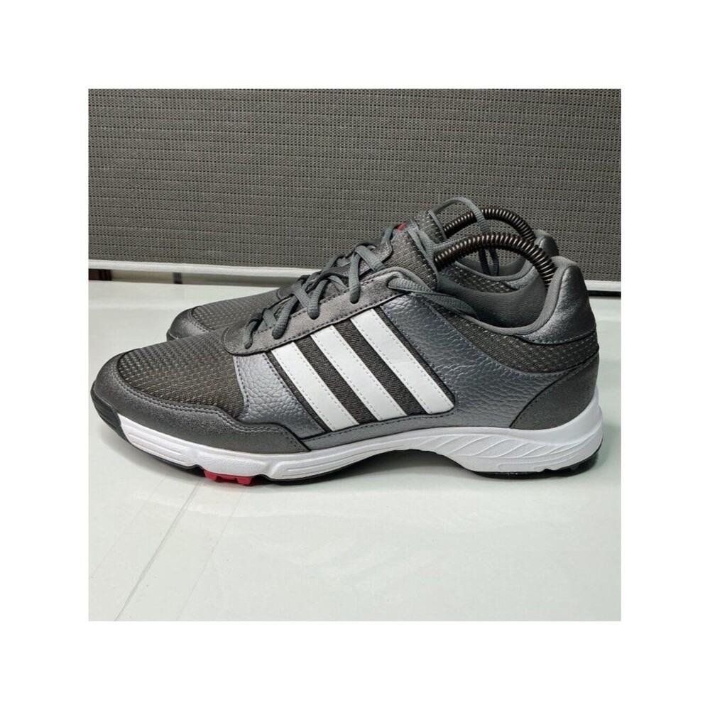 Adidas Men's Golf Shoes Spikes Size 9.5 Gray White Red Comfortable Performance